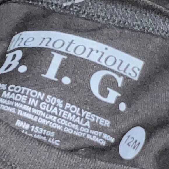 NWT Notorious B.I.G. Biggie Short Sleeve Black Tee Size 12 Months - Picture 2 of 2